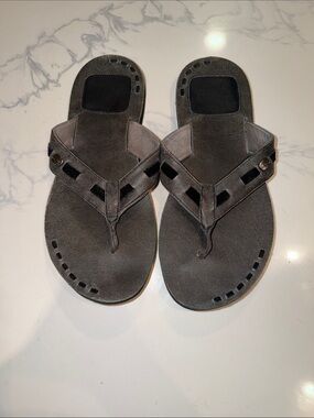 Cobian Gray Suede Toe-Post Flip Flops